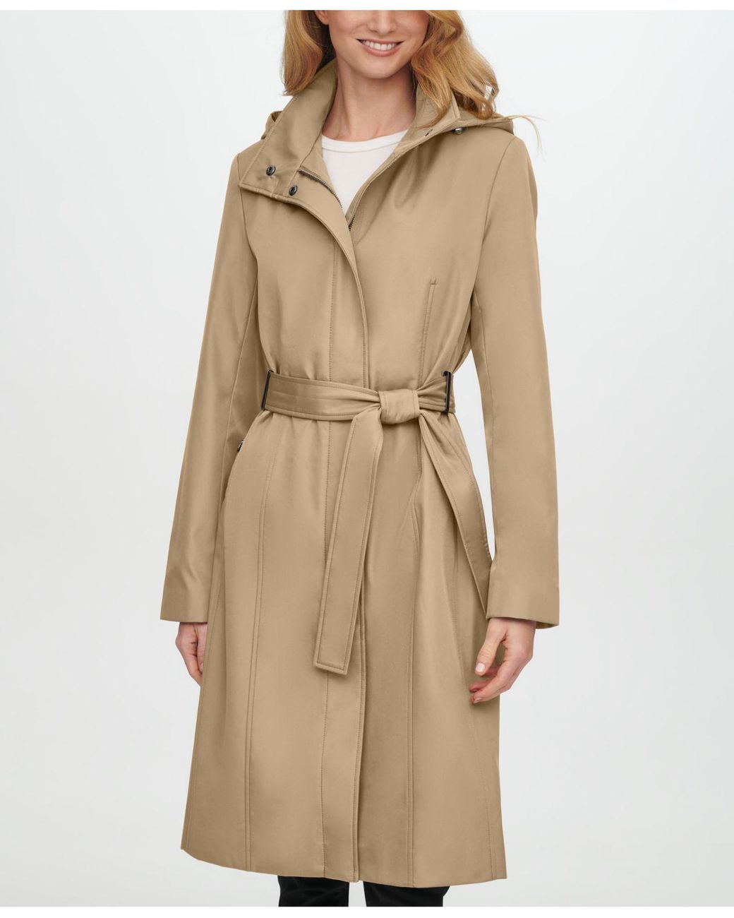 hooded belted coat
