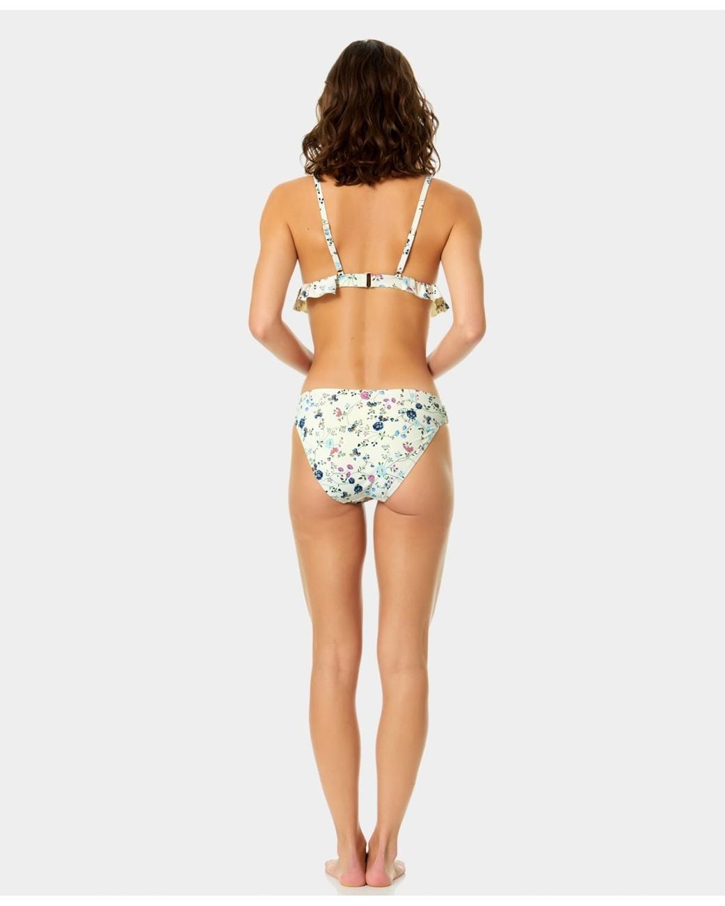 Cece Blue Triangle Ruffle Over The Shoulder Bikini Top