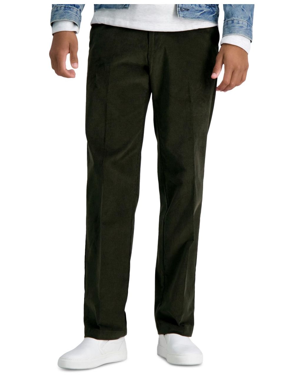 Haggar Classic-fit Stretch Corduroy Pants in Green for Men | Lyst