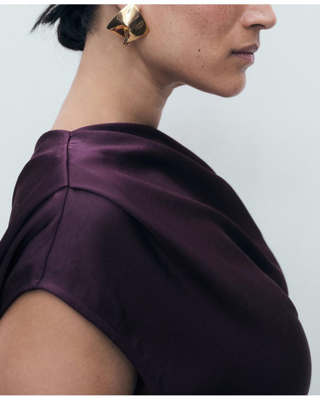 Mango Asymmetrical Satin Dress in Purple | Lyst