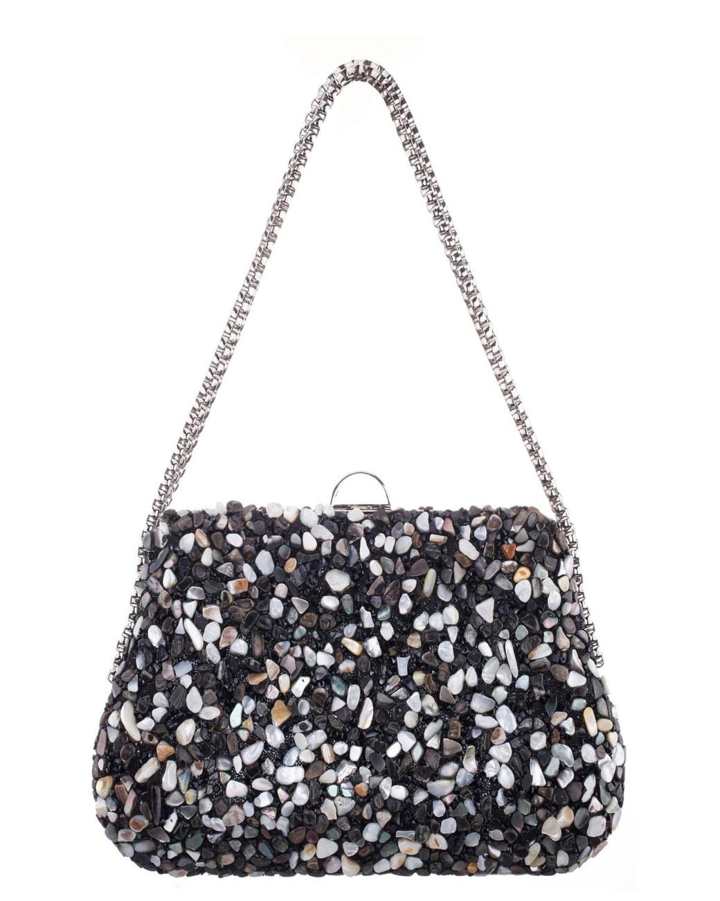 Nina Rock Candy Minaudiere Crystal Lift Lock Clutch in White | Lyst