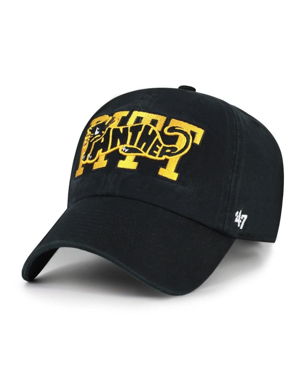 '47 Black Pitt Panthers Adjustable Embroidered Clean Up Baseball Cap for men