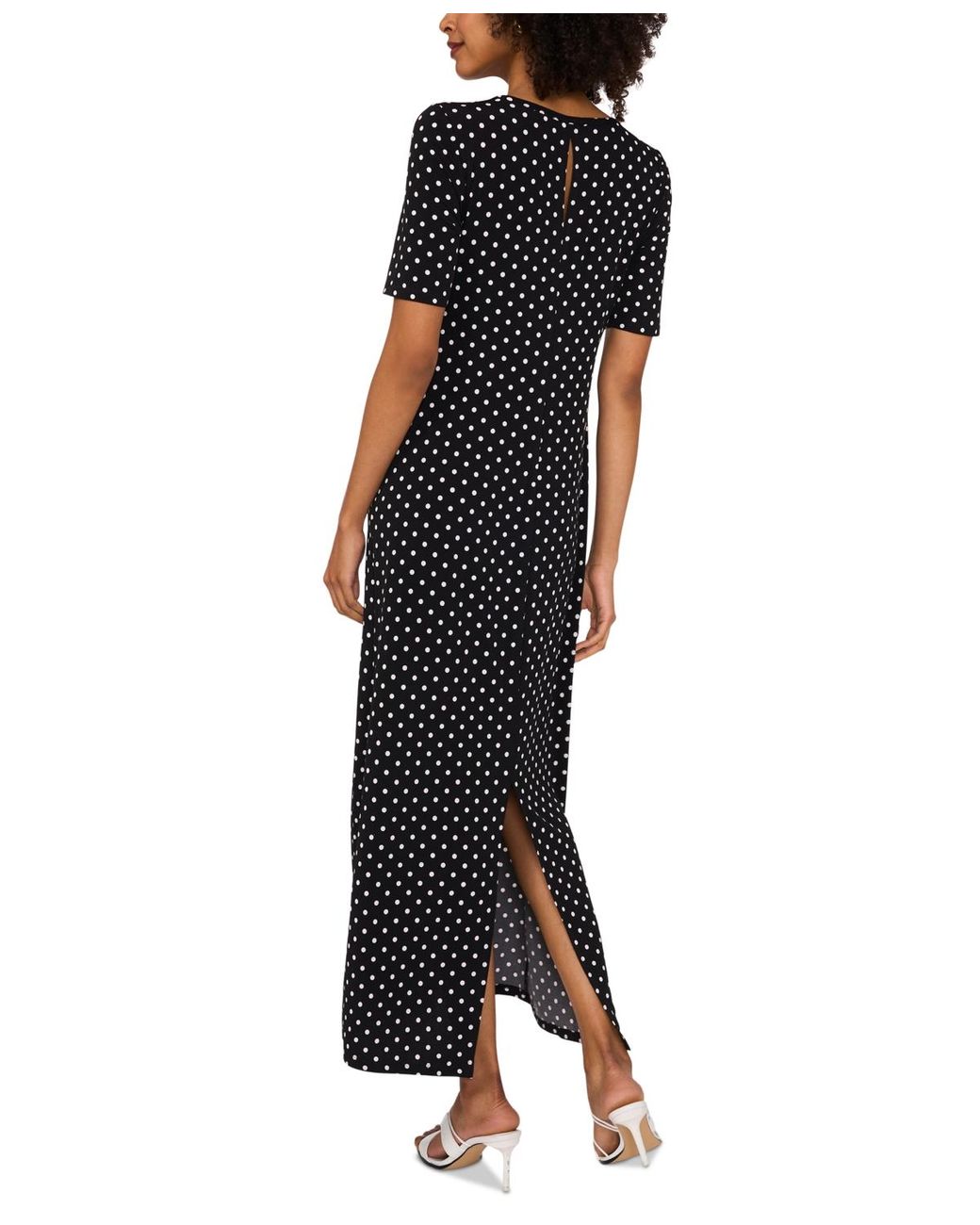 Vince Camuto Printed Elbow-sleeve Maxi Dress in Black | Lyst