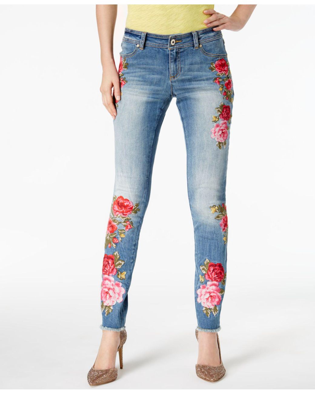 INC International Concepts Embroidered Skinny Jeans in Blue | Lyst