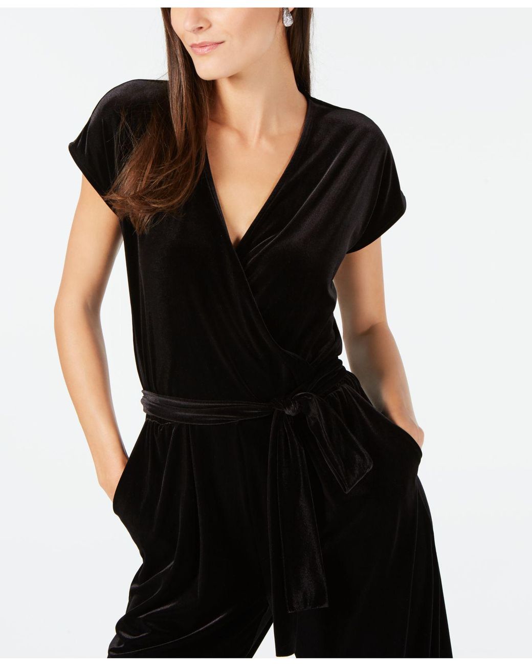 Alfani Synthetic Petite Belted Velvet 