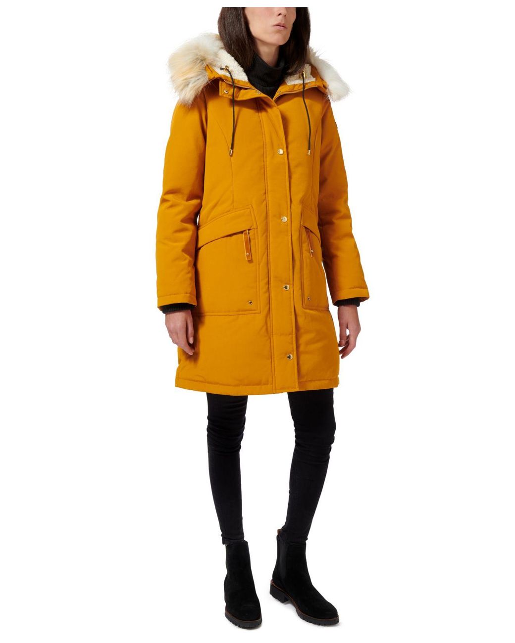 sam edelman faux fur trim hooded parka