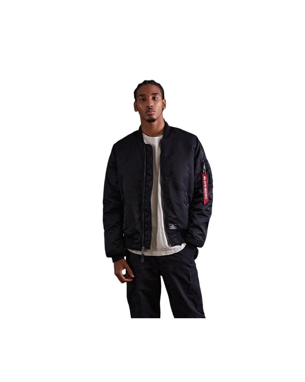 Alpha Industries Black Big & Tall Men Ma-1 Mod Flight Jacket for men