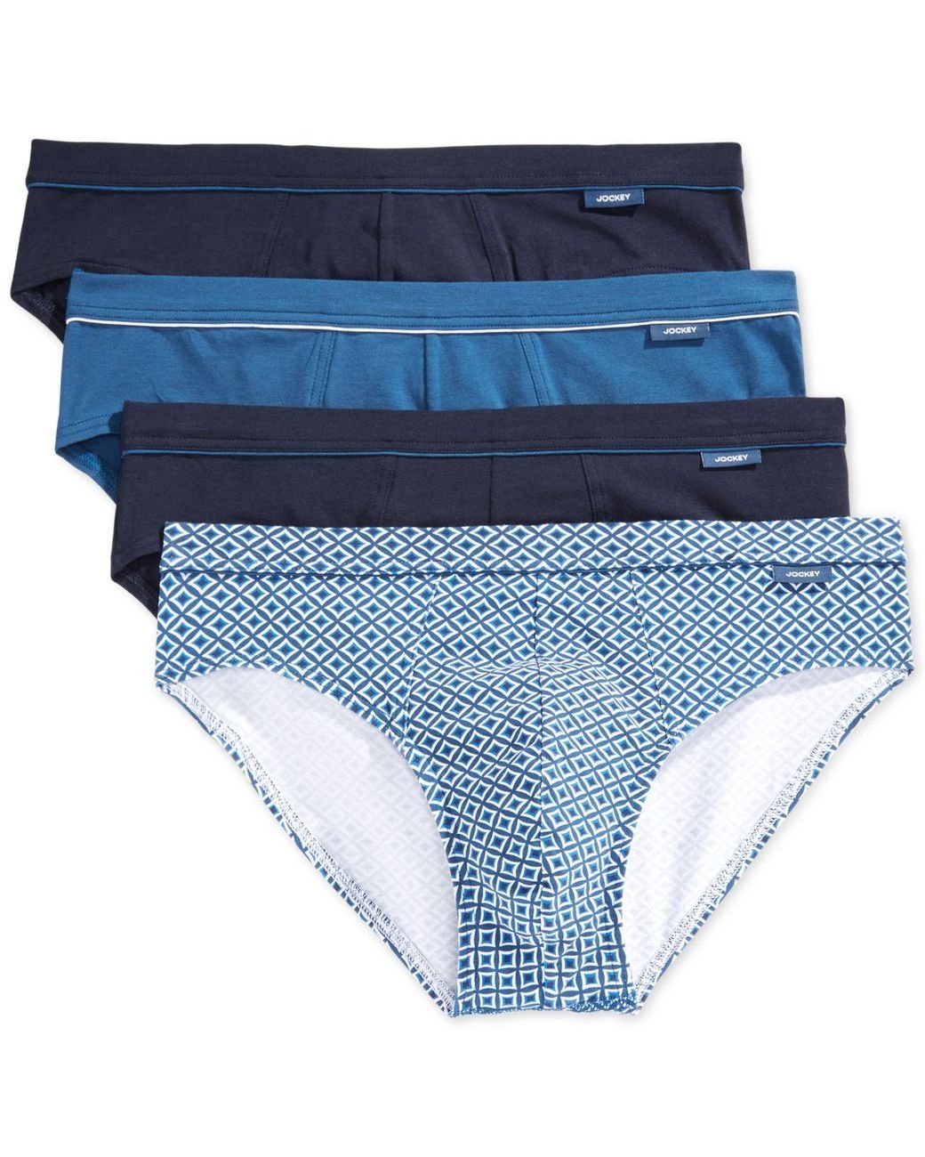 Jockey Stretch Tagless Bikini Briefs, 4 Pack in Blue for Men