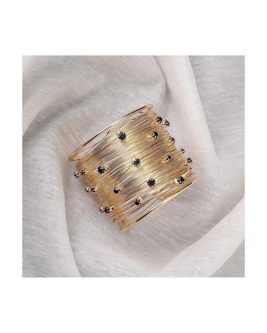 SOH Metallic Ribbed Wire Statement Bracelet