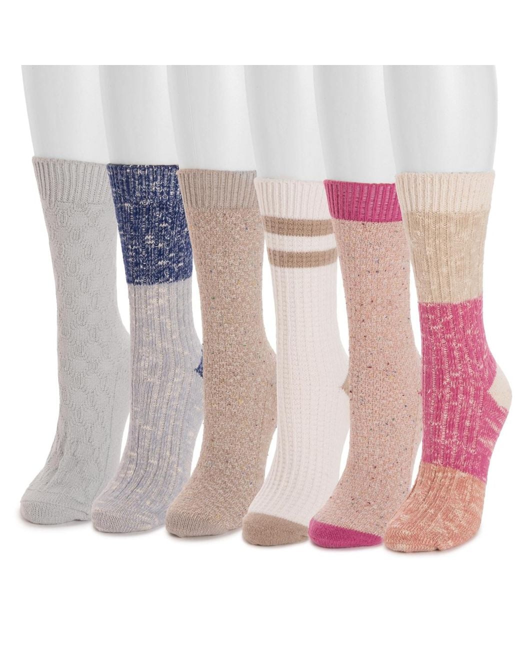 Muk Luks Pink Microfiber Boot Socks 6 Pack