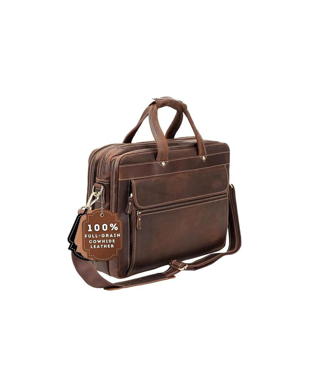 Luxorro Brown Large Leather Briefcase for men