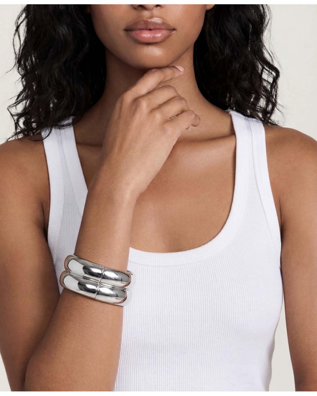Ettika White Simple Stack Bangle Bracelet Set