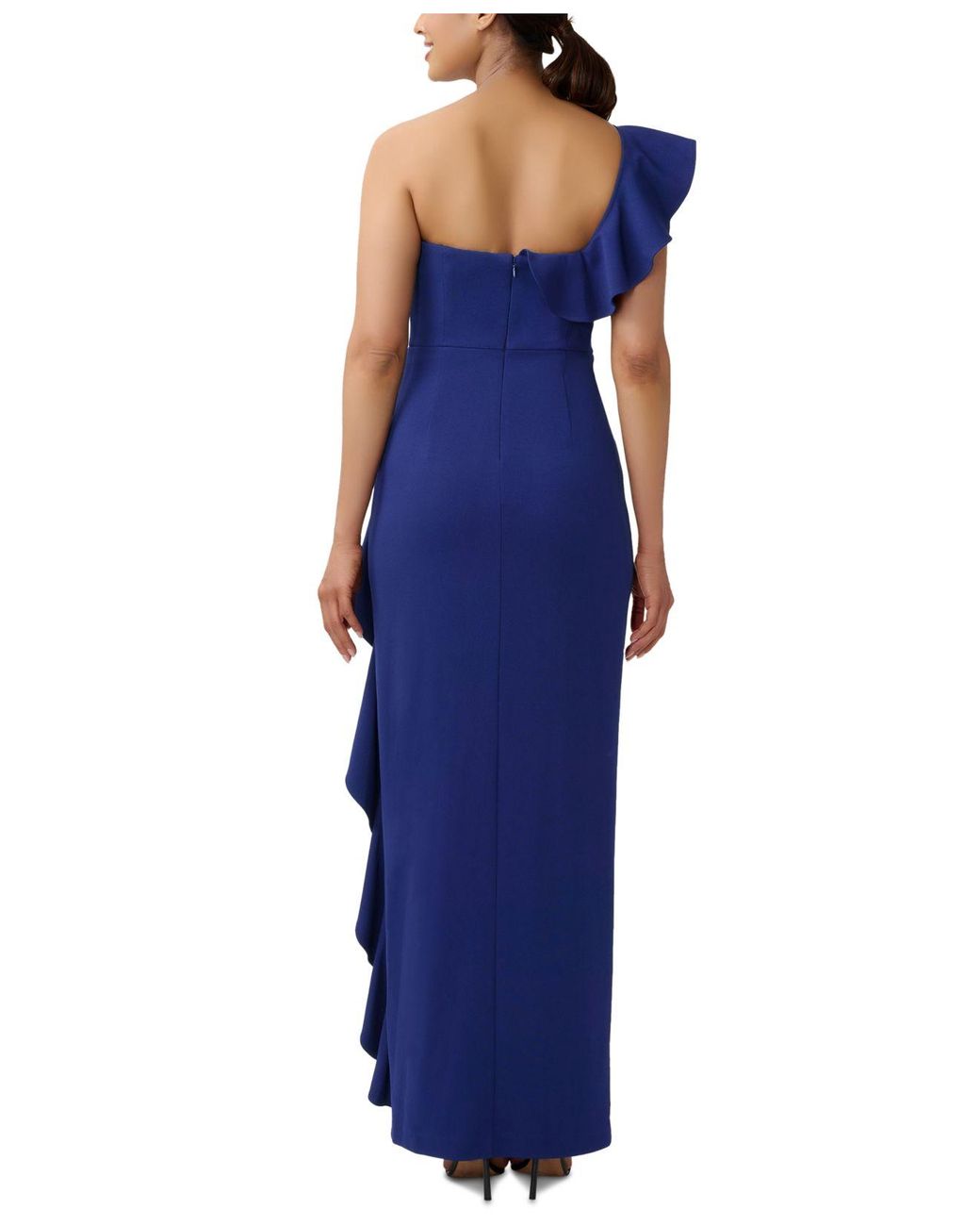 Aidan By Aidan Mattox One shoulder Ruffled Gown in Blue Lyst