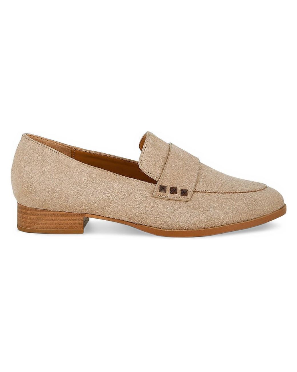 Rag & Co White Studded Suede Loafers