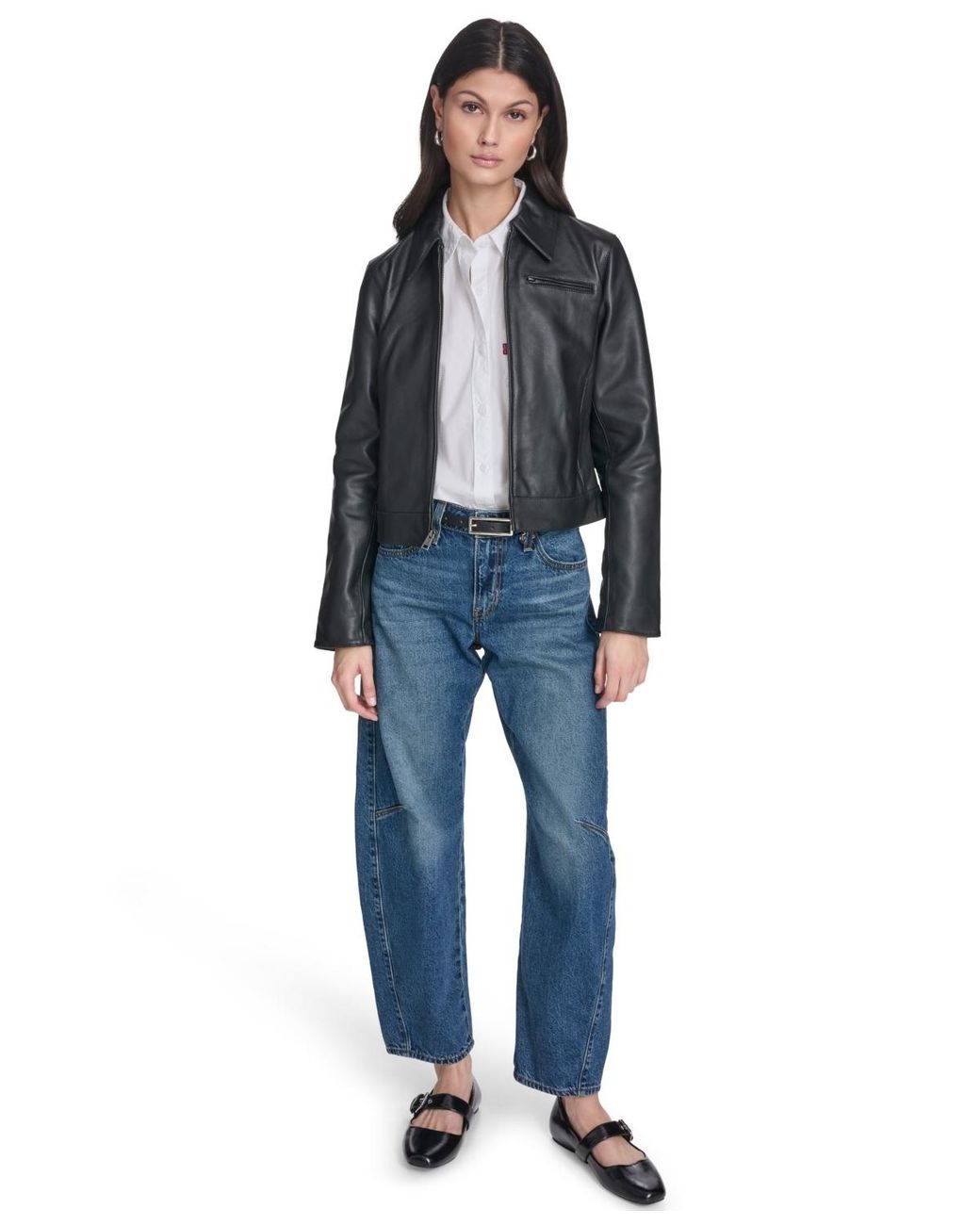 Levi's Blue Real Leather Laydown Collar Jacket