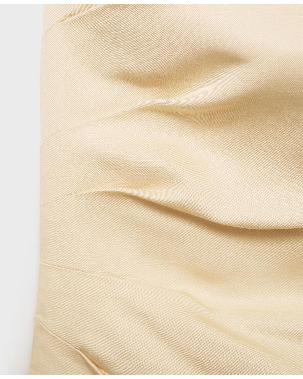 Mango White Strapless Linen-blend Top
