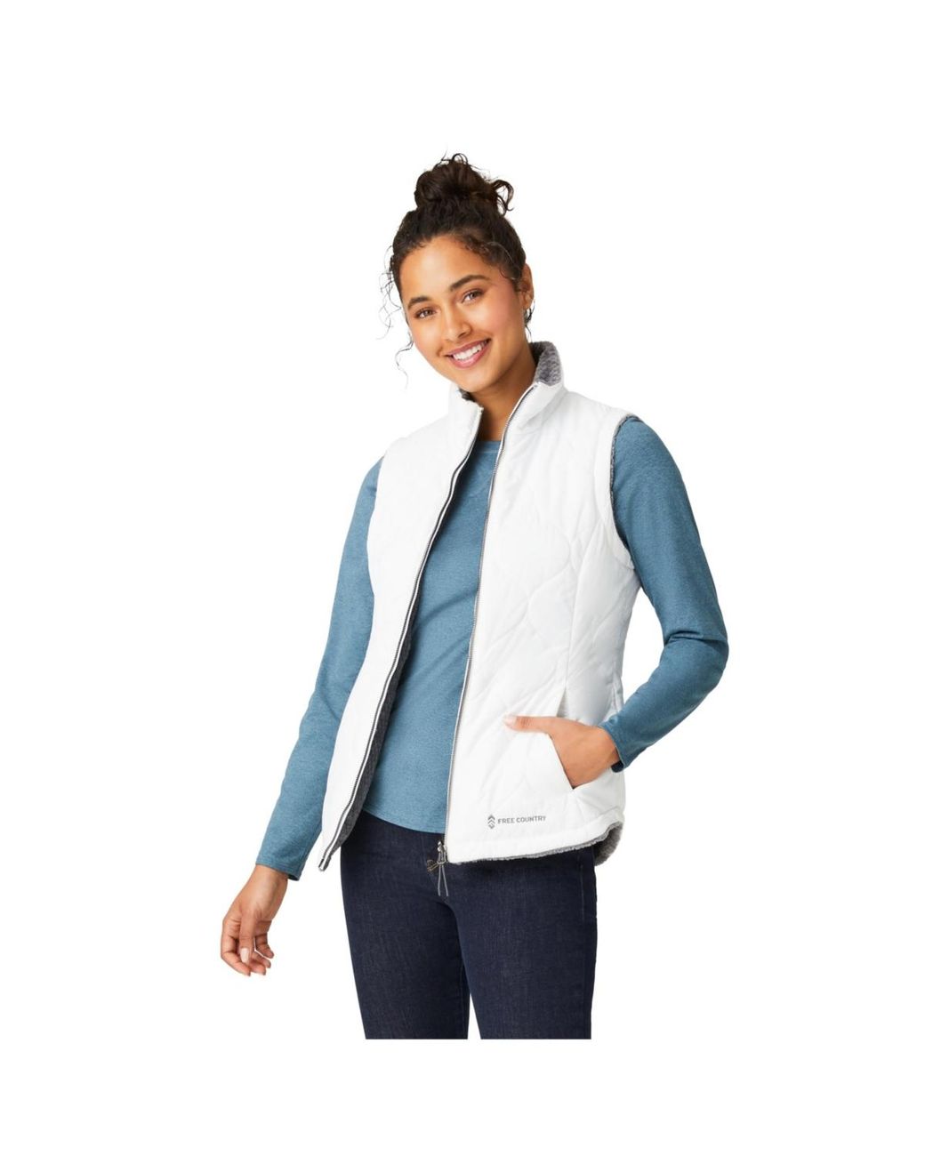 Free Country Cloud Lite Reversible Vest in Blue Lyst