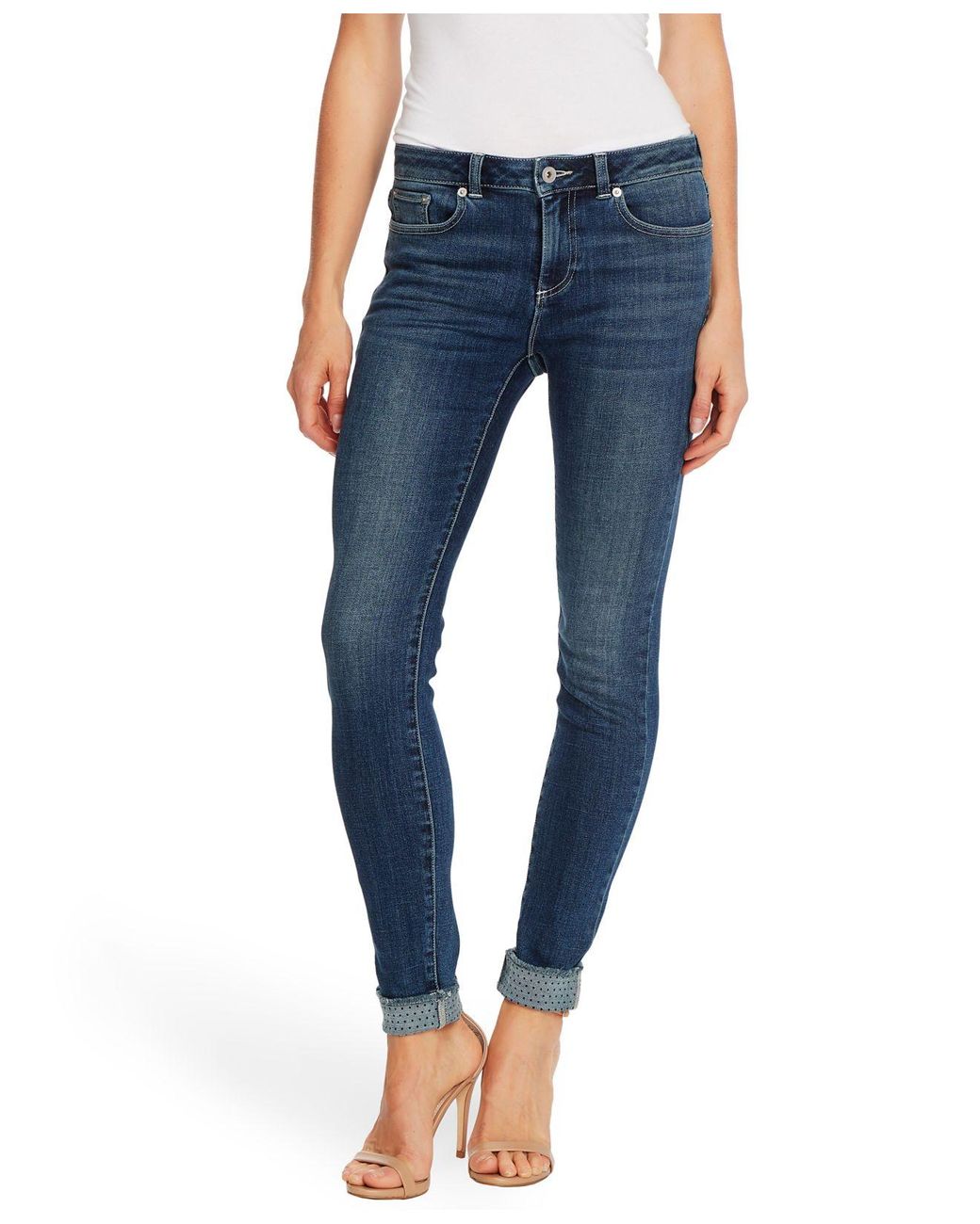 Cece Five Pocket Mid-rise Denim Skinny Jeans in Blue | Lyst