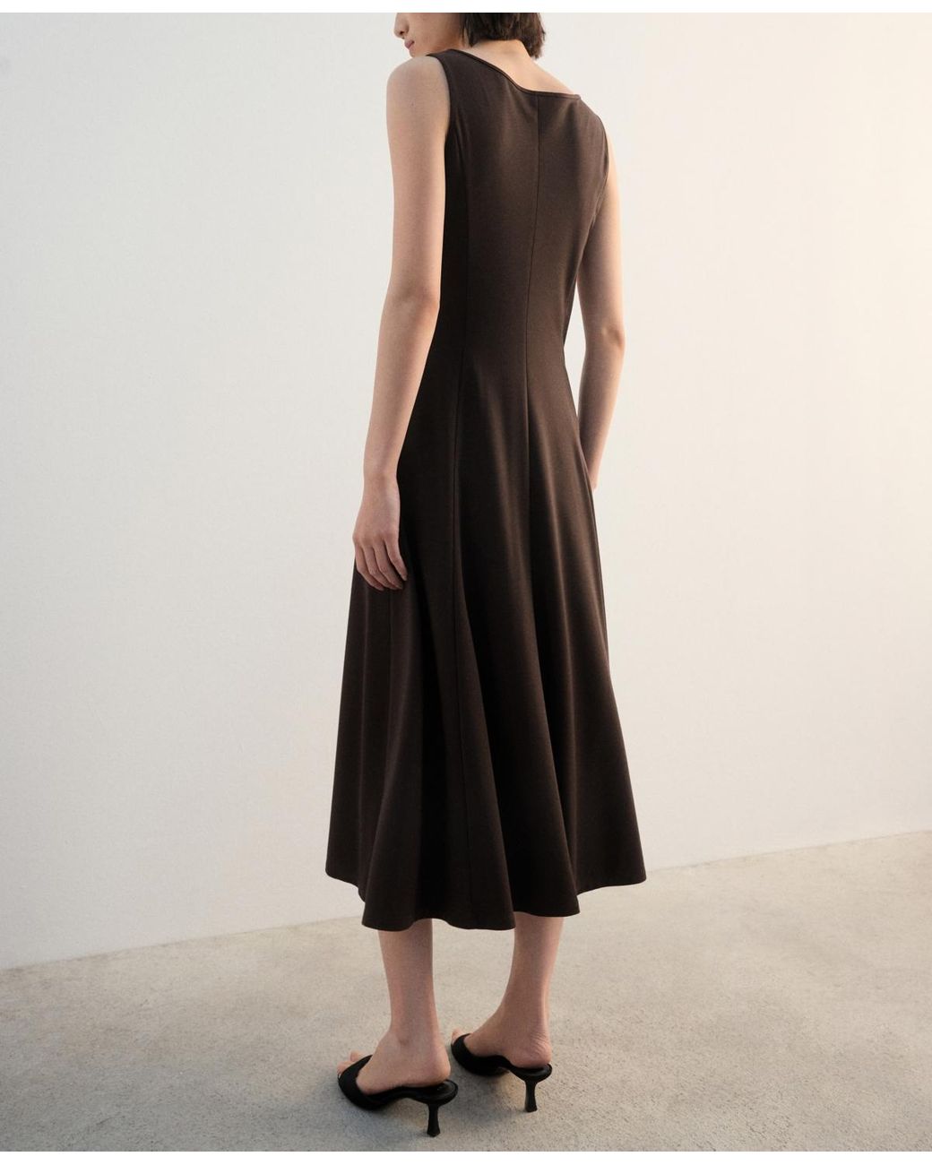 Mango Brown Flared Midi-dress