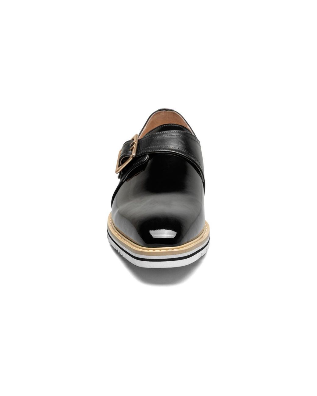 Stacy Adams Black Bartram Plain Toe Monk Strap Shoe for men