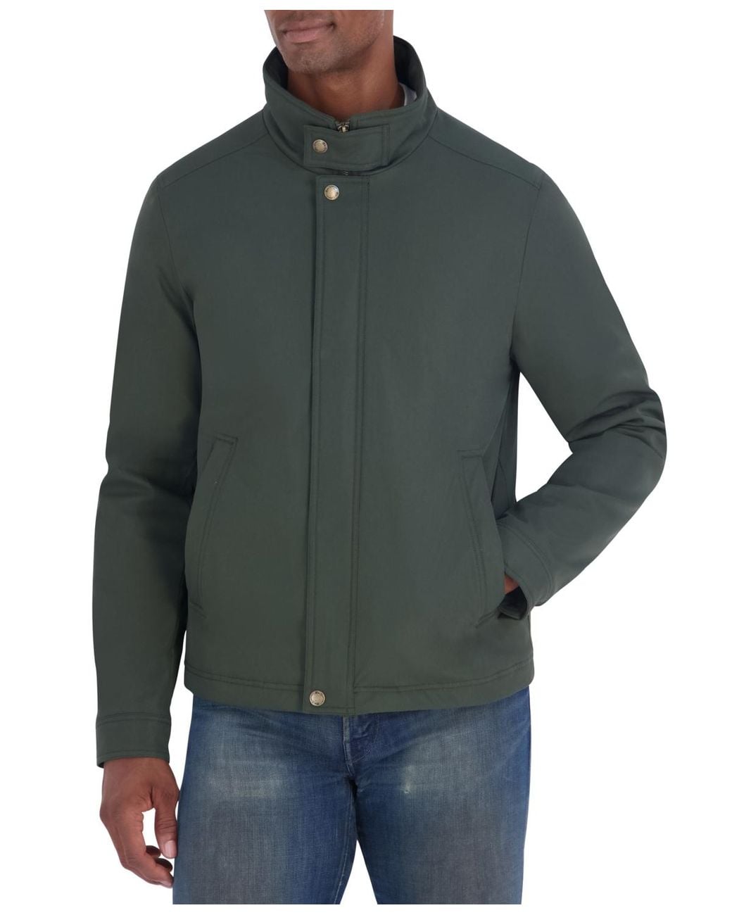 Ben Sherman Green Stand-collar Zip-and-snap Jacket for men