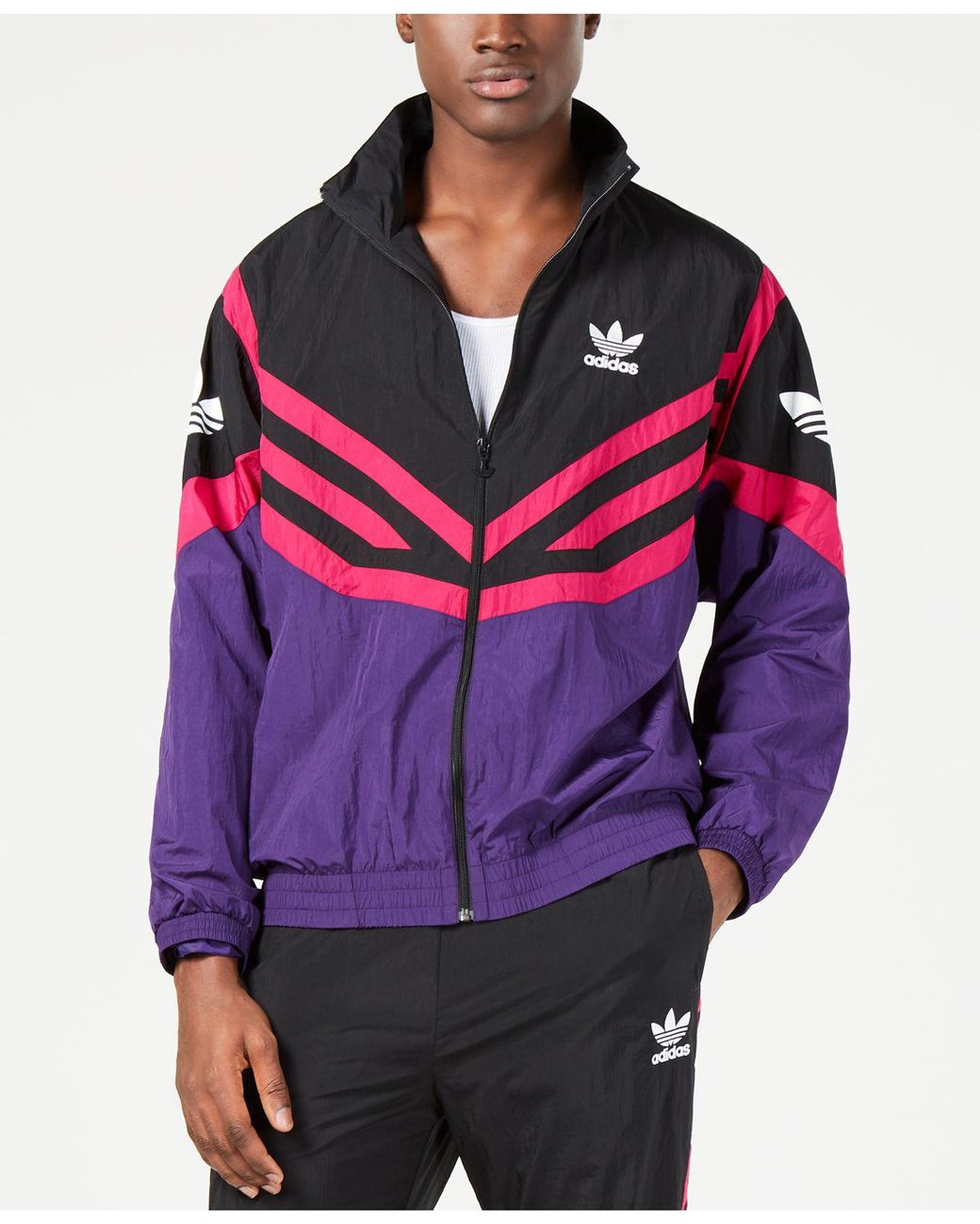 adidas Men's Colorblock Woven Track Jacket in Purple for Men Lyst