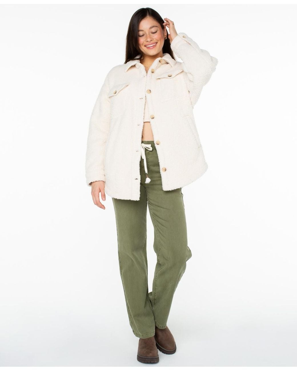 Roxy White Overlander Solid Button-up Jacket