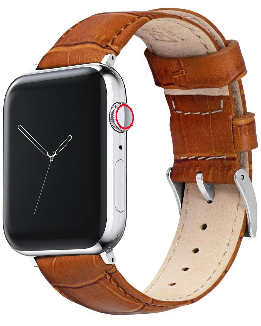 Barton Watch Bands Apple Watch Alligator Grain Leather Band in Black | Lyst