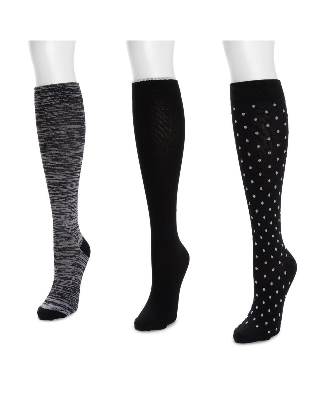 Muk Luks Black 3 Pair Pack Compression Socks
