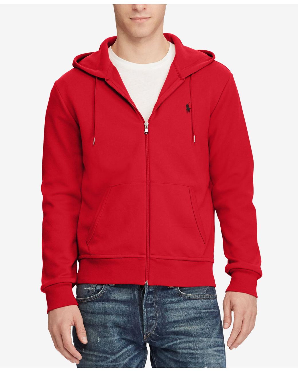 Polo Ralph Lauren Men's Double-knit Full-zip Hoodie in Red for Men | Lyst