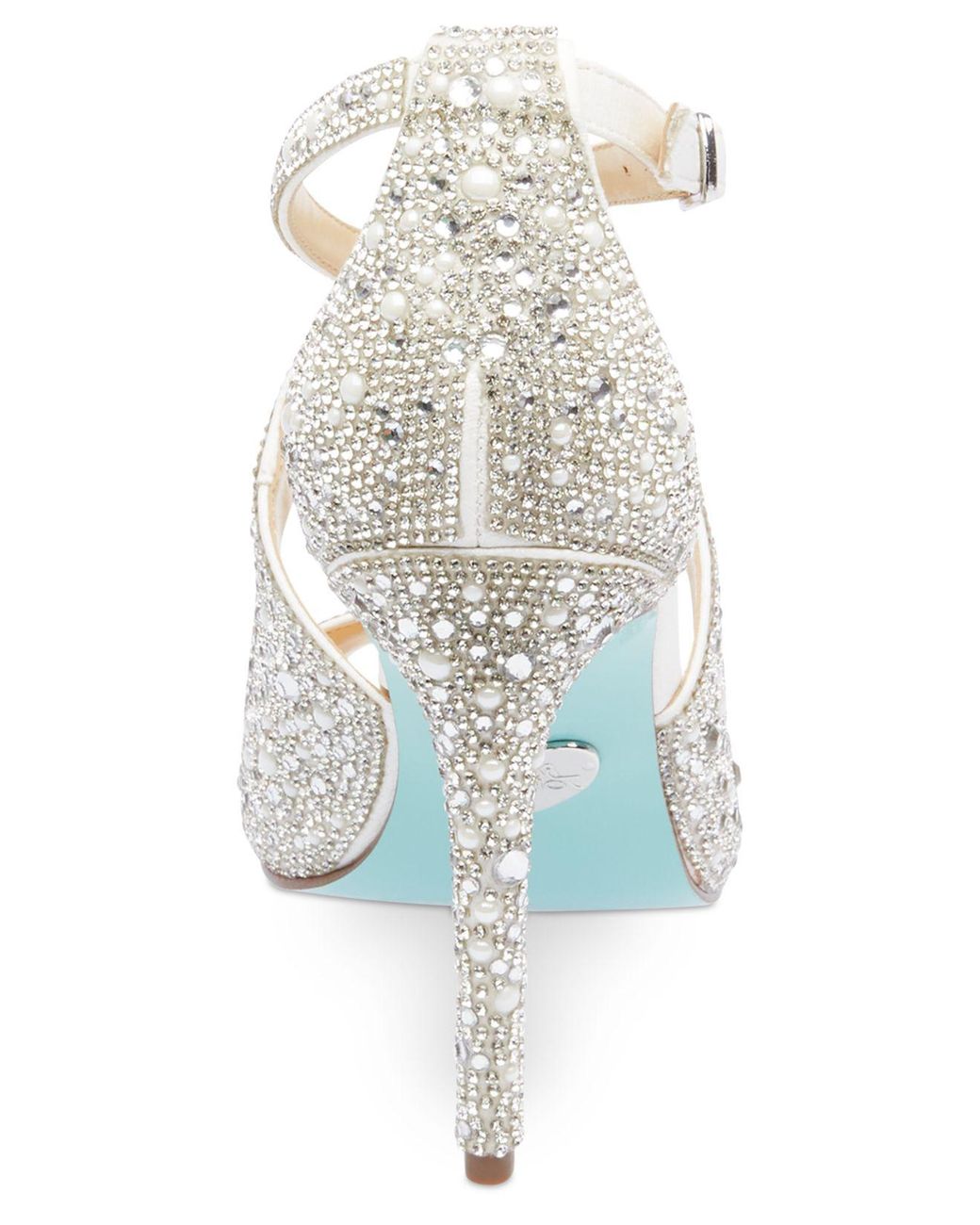 blue by betsey johnson sage rhinestone jeweled satin dress sandal