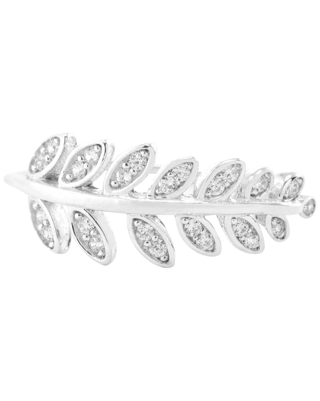 Macy's White Pave Leaf Ring