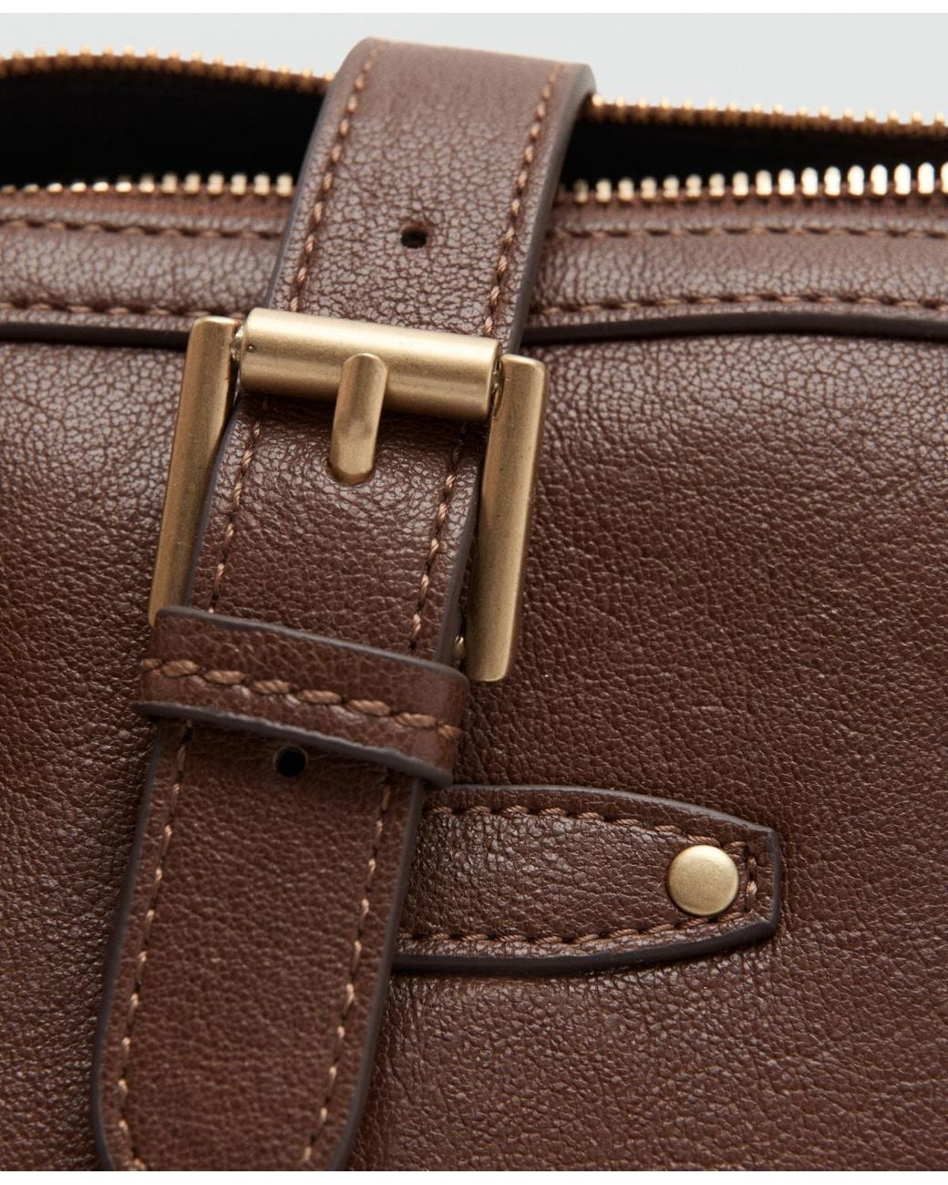 Mango Brown Buckle Shoulder Bag