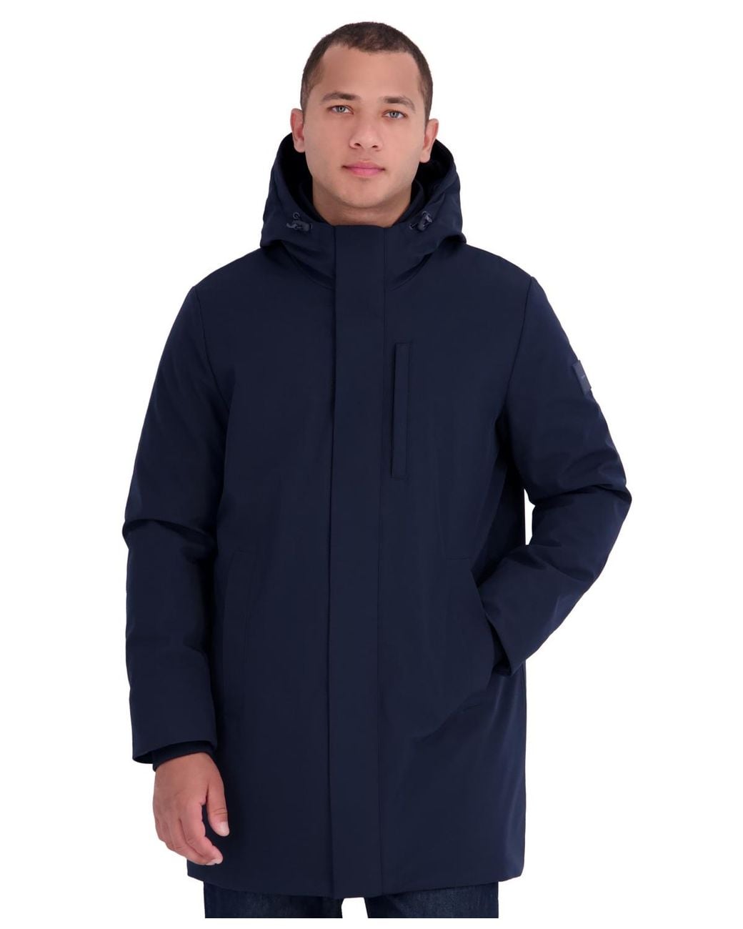 Calvin Klein Blue Hooded Flextech Parka Jacket for men