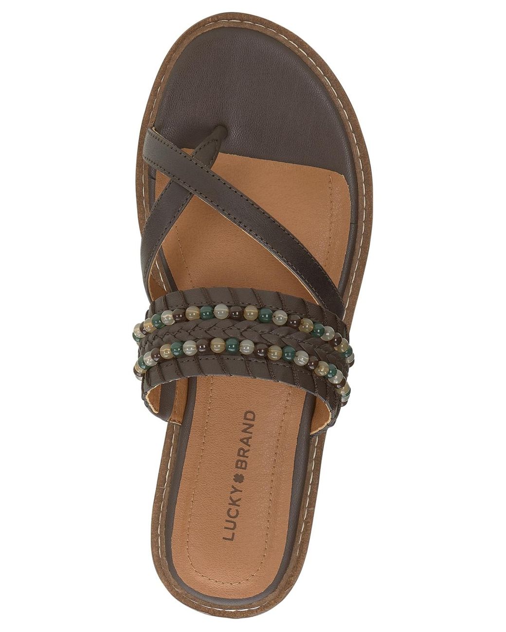 Lucky Brand Kaykey Beaded Crisscross Flat Sandals in Metallic Lyst