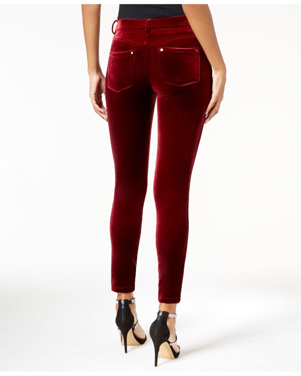 INC International Concepts Curvy Velvet Skinny Pants in Red | Lyst