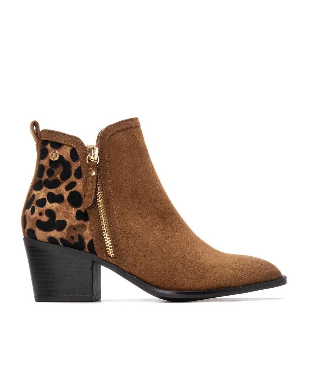 Xti Brown Suede Heeled Ankle Booties