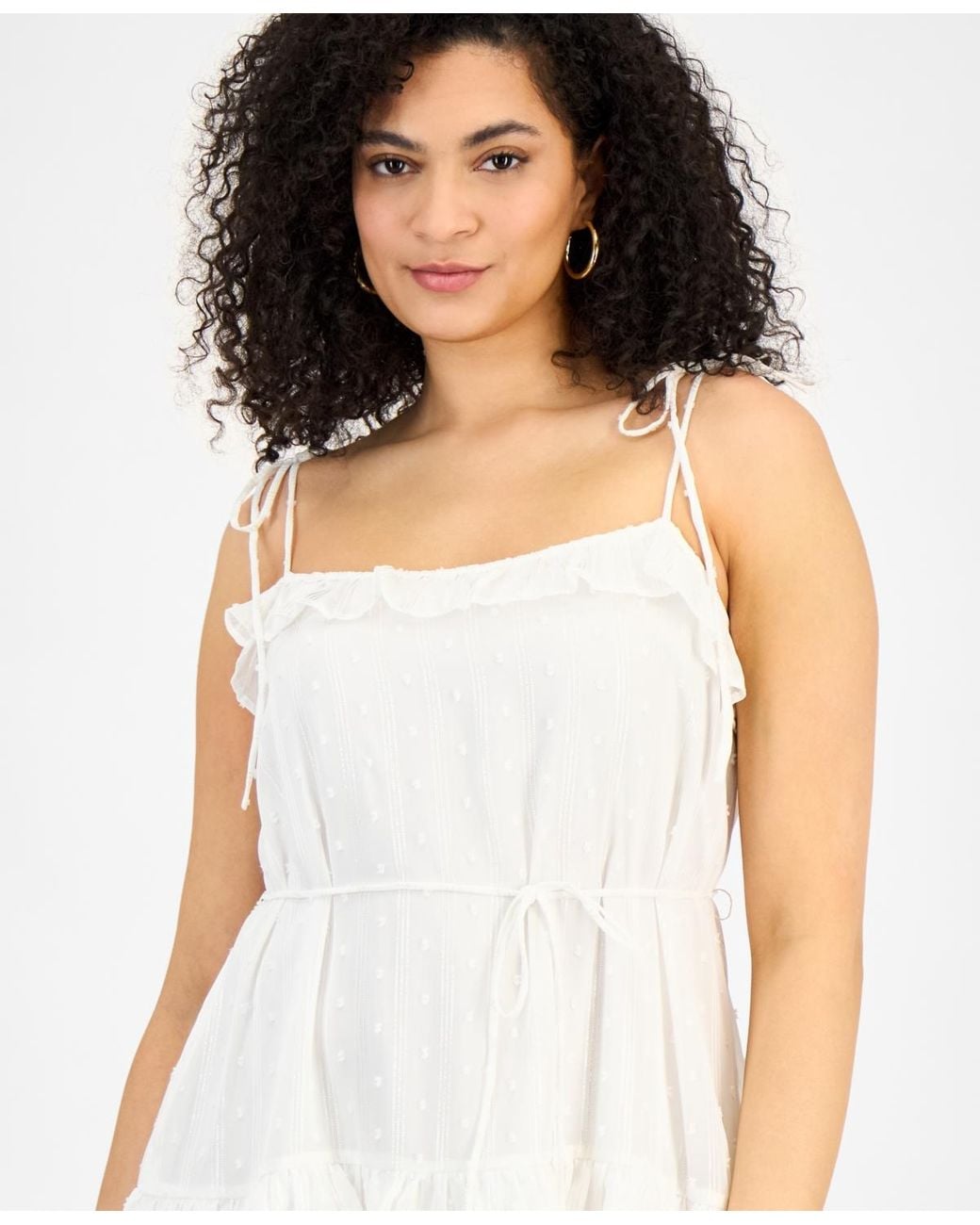 Julia Jordan Clip-dot Tie-strap Midi Dress in White | Lyst