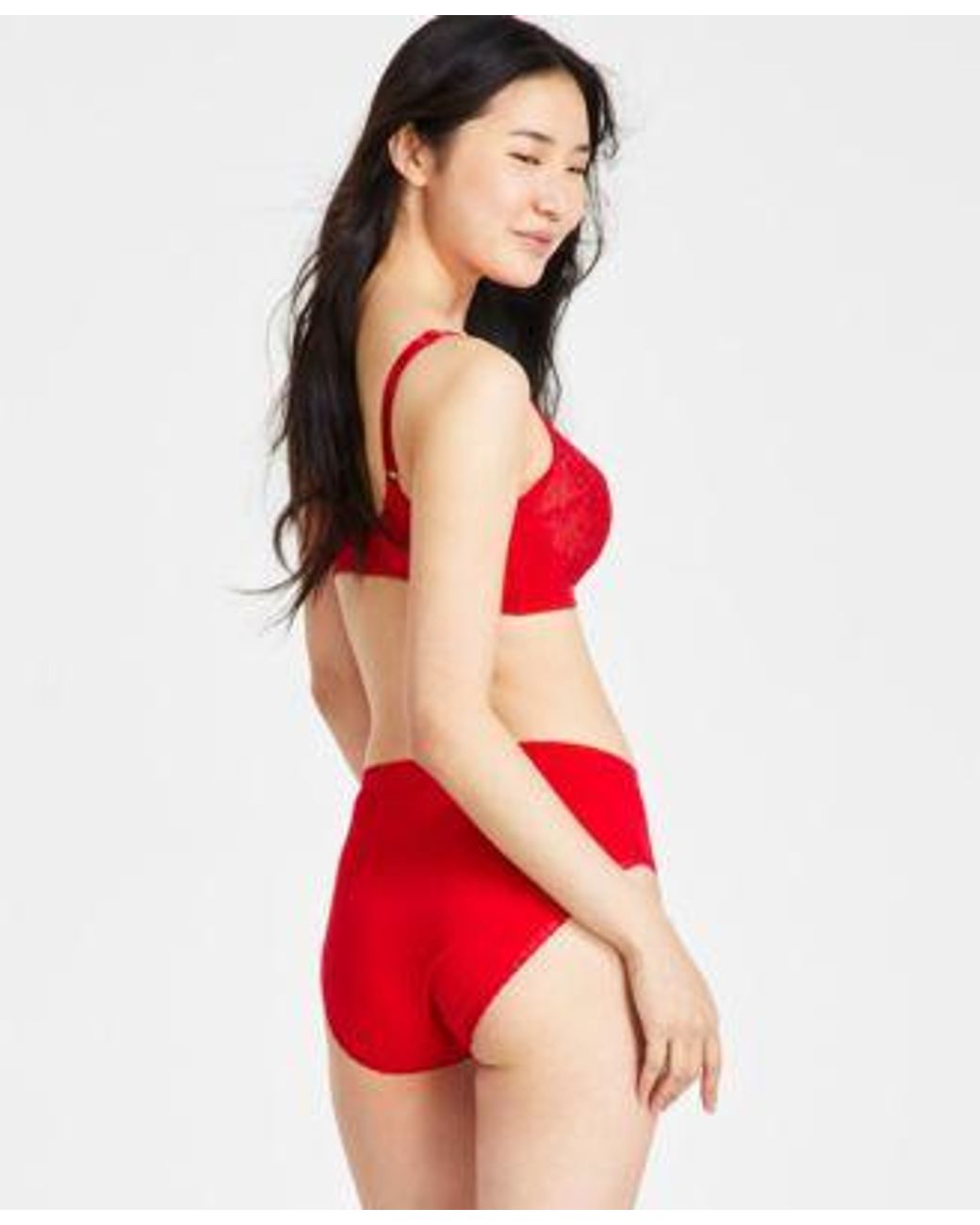 Wacoal Retro Chic Full Figure Underwire Bra B Smooth High Cut Brief  Underwear in Red
