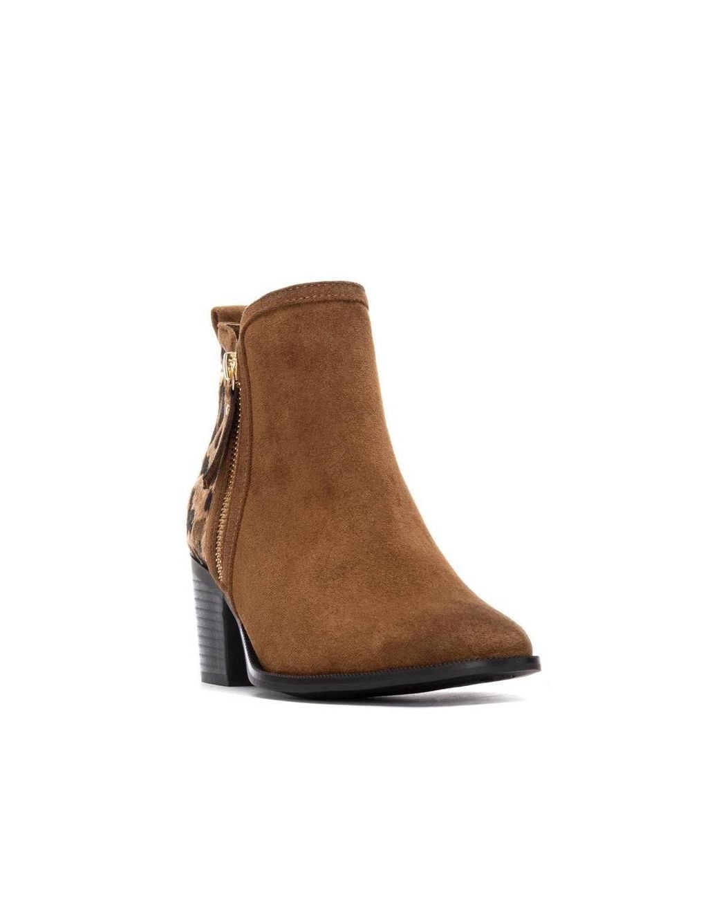 Xti Brown Suede Heeled Ankle Booties
