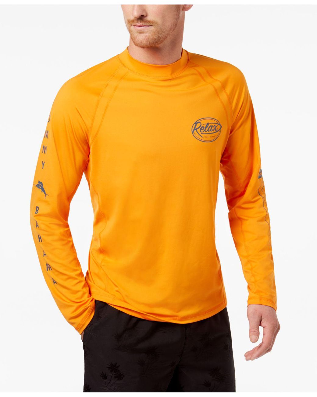 Tommy Bahama Men's Beach Break Graphicprint Rash Guard in Orange for