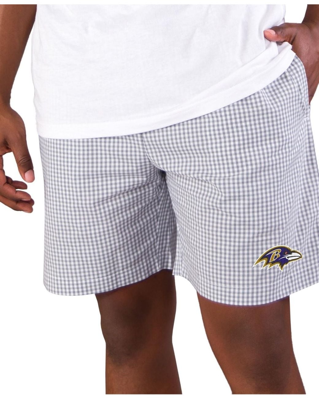 Baltimore Racesn Concepts Sport Gray/white Baltimore Ravens Tradition Woven Jam Shorts ...