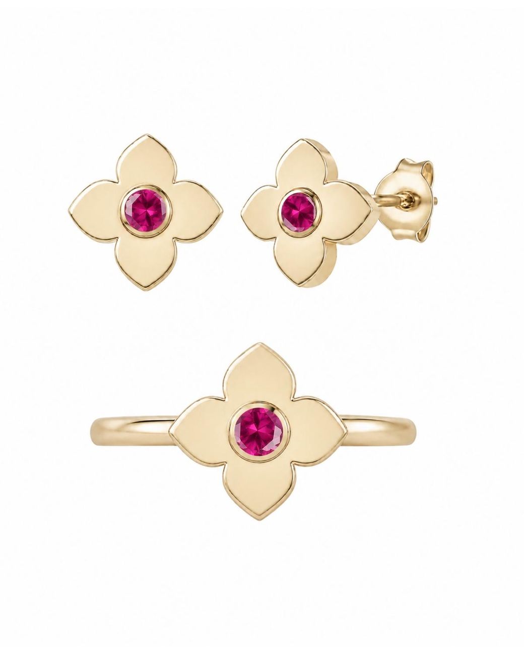 Macy's White Lab Grown Ruby Ring And Stud Earring (1/5 Ct. T.w.