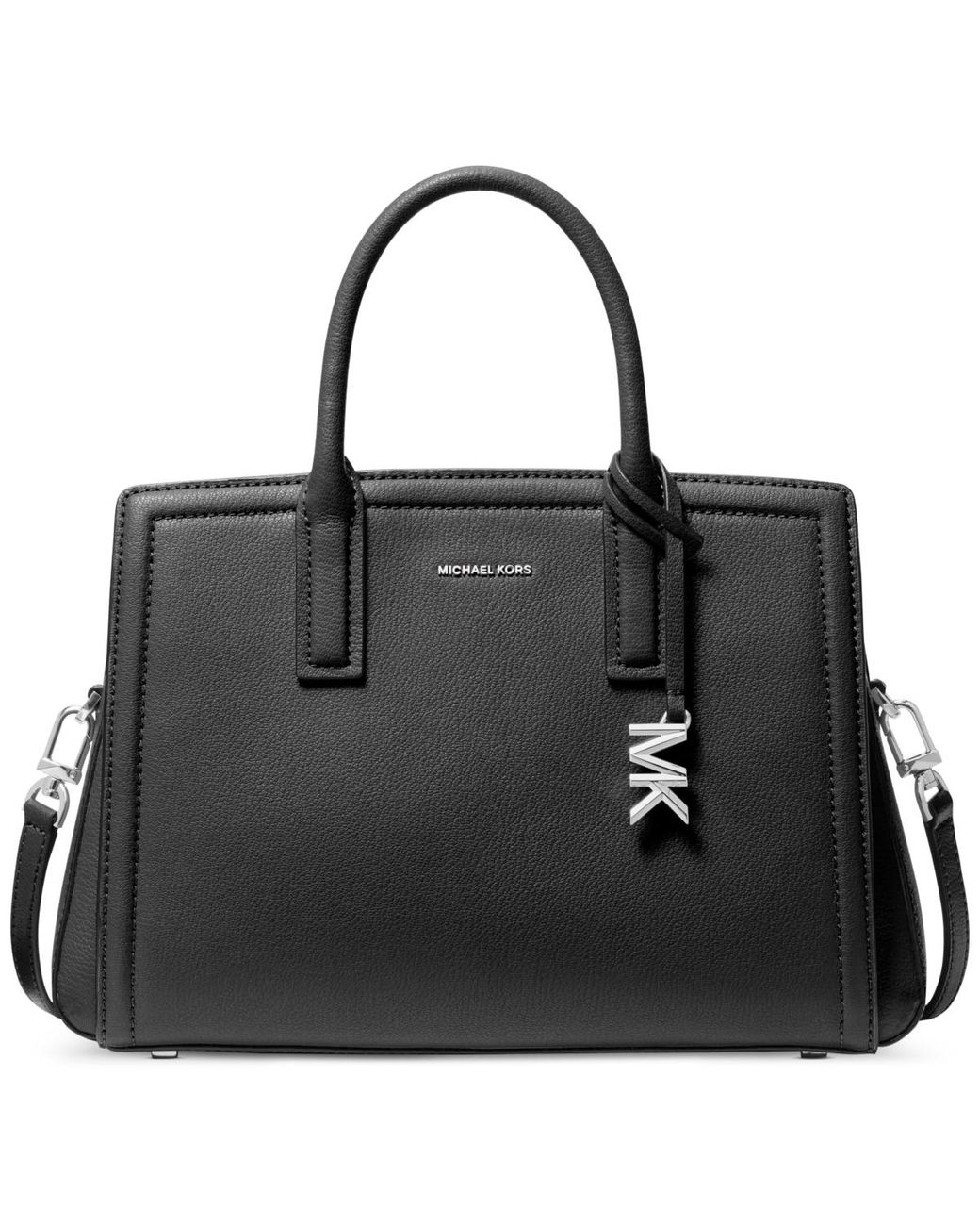 Michael Kors Michael Laila Medium Leather Satchel in Black | Lyst