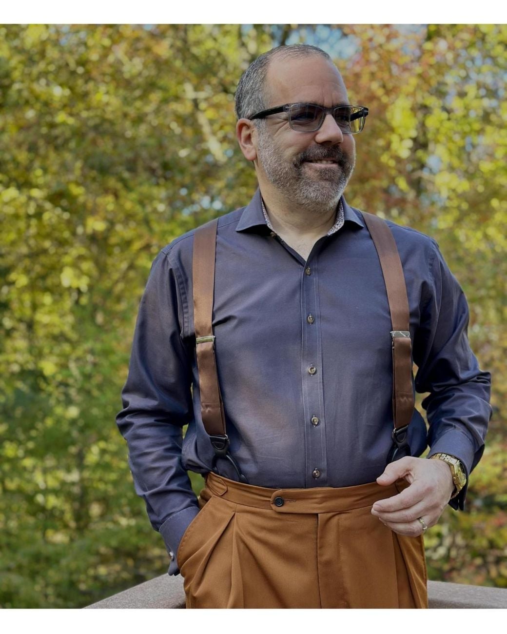 Trafalgar Brown Dutton Solid Colored Silk Button End Suspenders for men