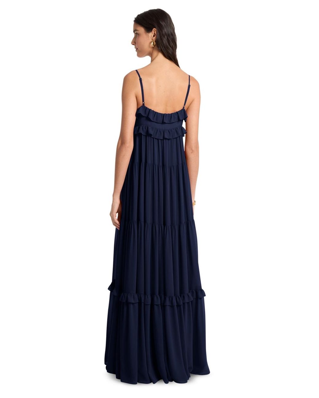 Michael Kors Blue Sleeveless Tiered Maxi Dress