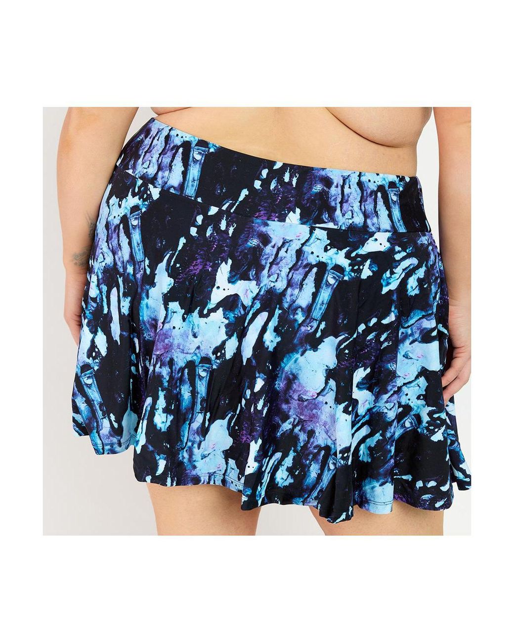 Calypsa Blue Plus Size Flowy Swim Skirt With Attached Shorts