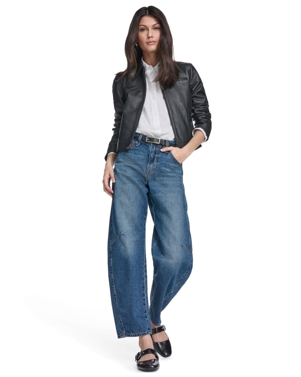 Levi's Blue Real Leather Laydown Collar Jacket