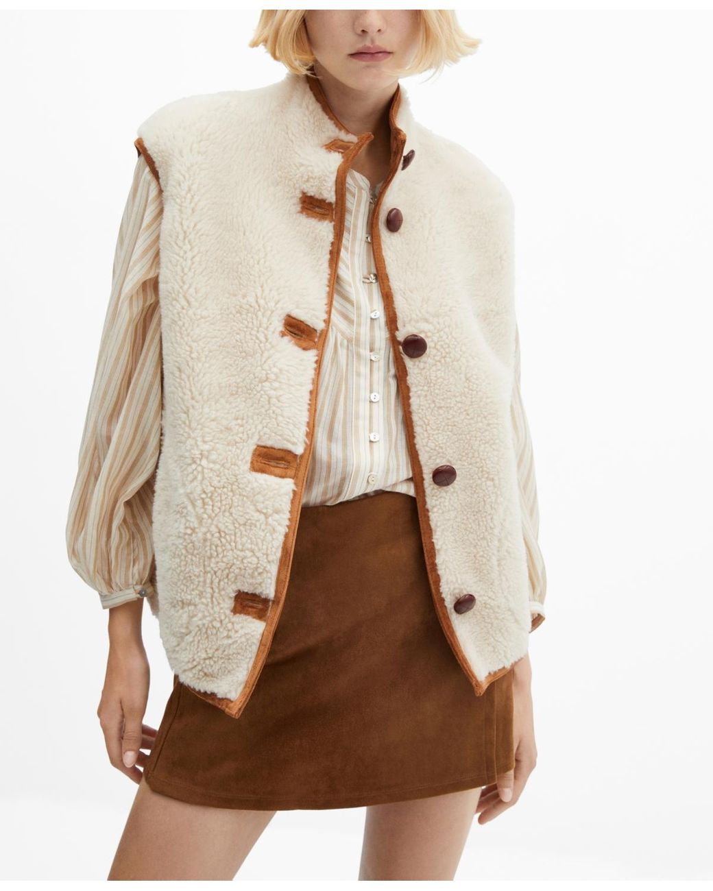 Reversible Faux Shearling 拡げ Work Vest