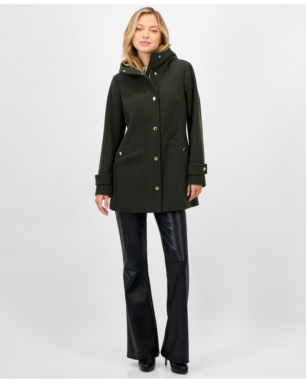 Michael Kors Black Michael Hooded Button-front Coat